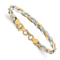 14K with Rhodium Polished Twisted Bracelet