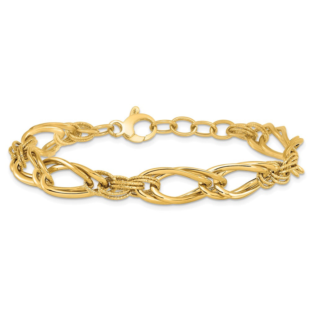 14K Polished 9.00mm Fancy Link 8 inch Bracelet