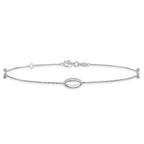 14K White Gold Ovals 3-Station 10 inch Plus 1 inch Extender - Total 11 inch Anklet
