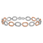 14K Two-tone Polished and Textured Bracelet