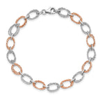 14K Two-tone Polished and Textured Bracelet