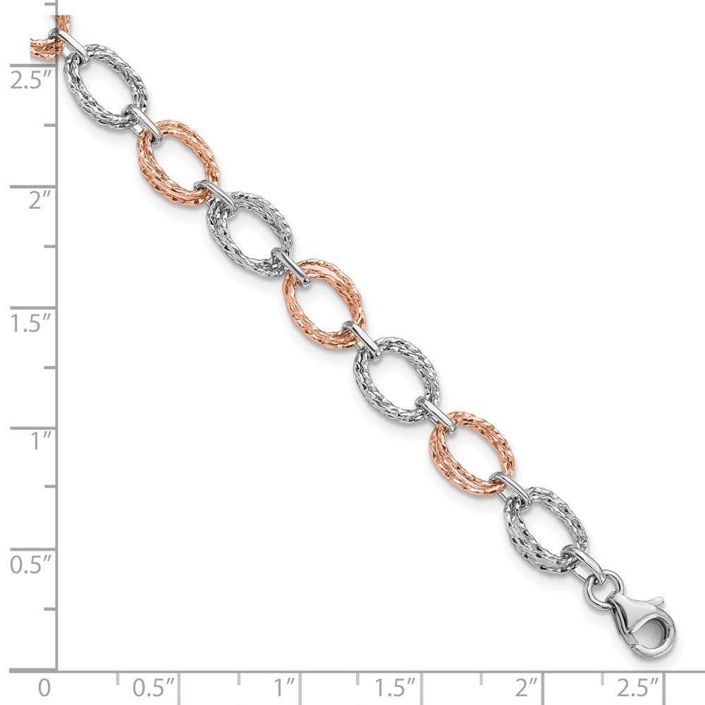 14K Two-tone Polished and Textured Bracelet