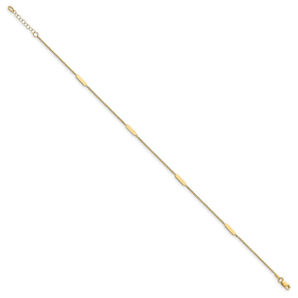 14K Bar 4-Station 10 inch Plus 1 inch Extender - Total 11 inch Anklet
