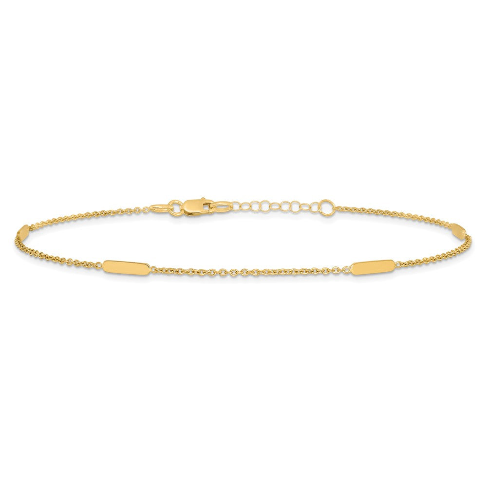 14K Bar 4-Station 10 inch Plus 1 inch Extender - Total 11 inch Anklet