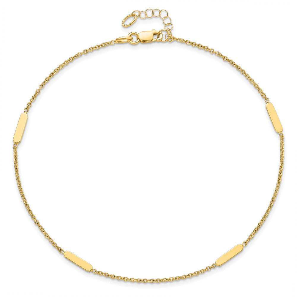 14K Bar 4-Station 10 inch Plus 1 inch Extender - Total 11 inch Anklet
