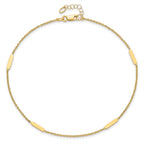 14K Bar 4-Station 10 inch Plus 1 inch Extender - Total 11 inch Anklet