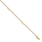 14K Bar 4-Station 10 inch Plus 1 inch Extender - Total 11 inch Anklet