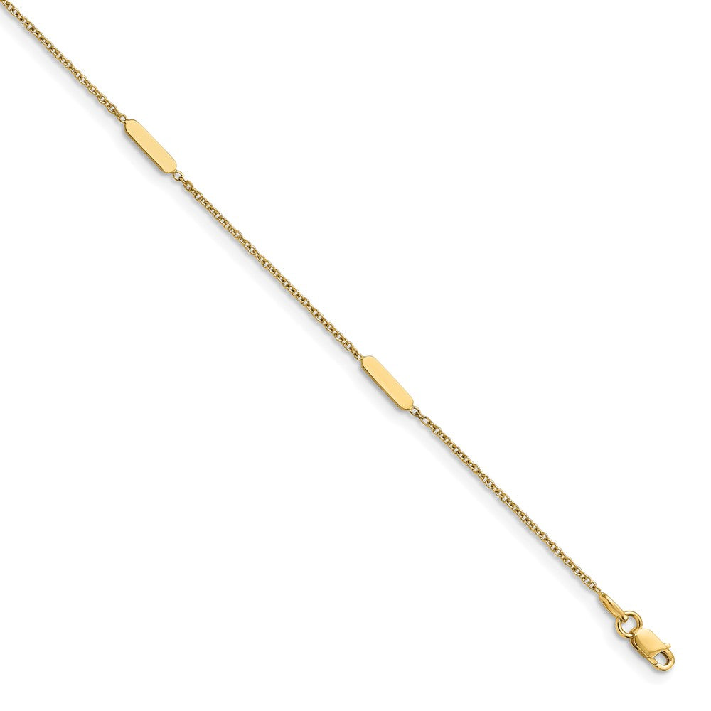 14K Bar 4-Station 10 inch Plus 1 inch Extender - Total 11 inch Anklet