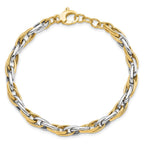 14K Two-tone Polished 4.7mm Open Link 7.5 inch with .5inch extender Bracelet