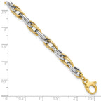 14K Two-tone Polished 4.7mm Open Link 7.5 inch with .5inch extender Bracelet