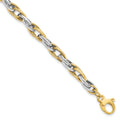 14K Two-tone Polished 4.7mm Open Link 7.5 inch with .5inch extender Bracelet