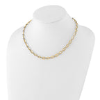 14K Two-tone Polished Oval Link with . extender Necklace