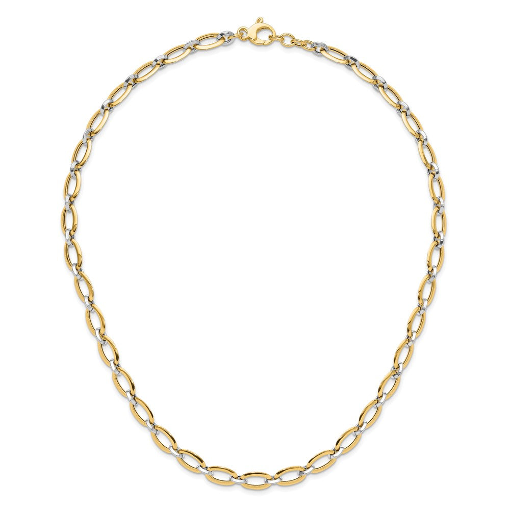 14K Two-tone Polished Oval Link with . extender Necklace