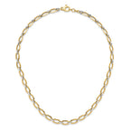 14K Two-tone Polished Oval Link with . extender Necklace
