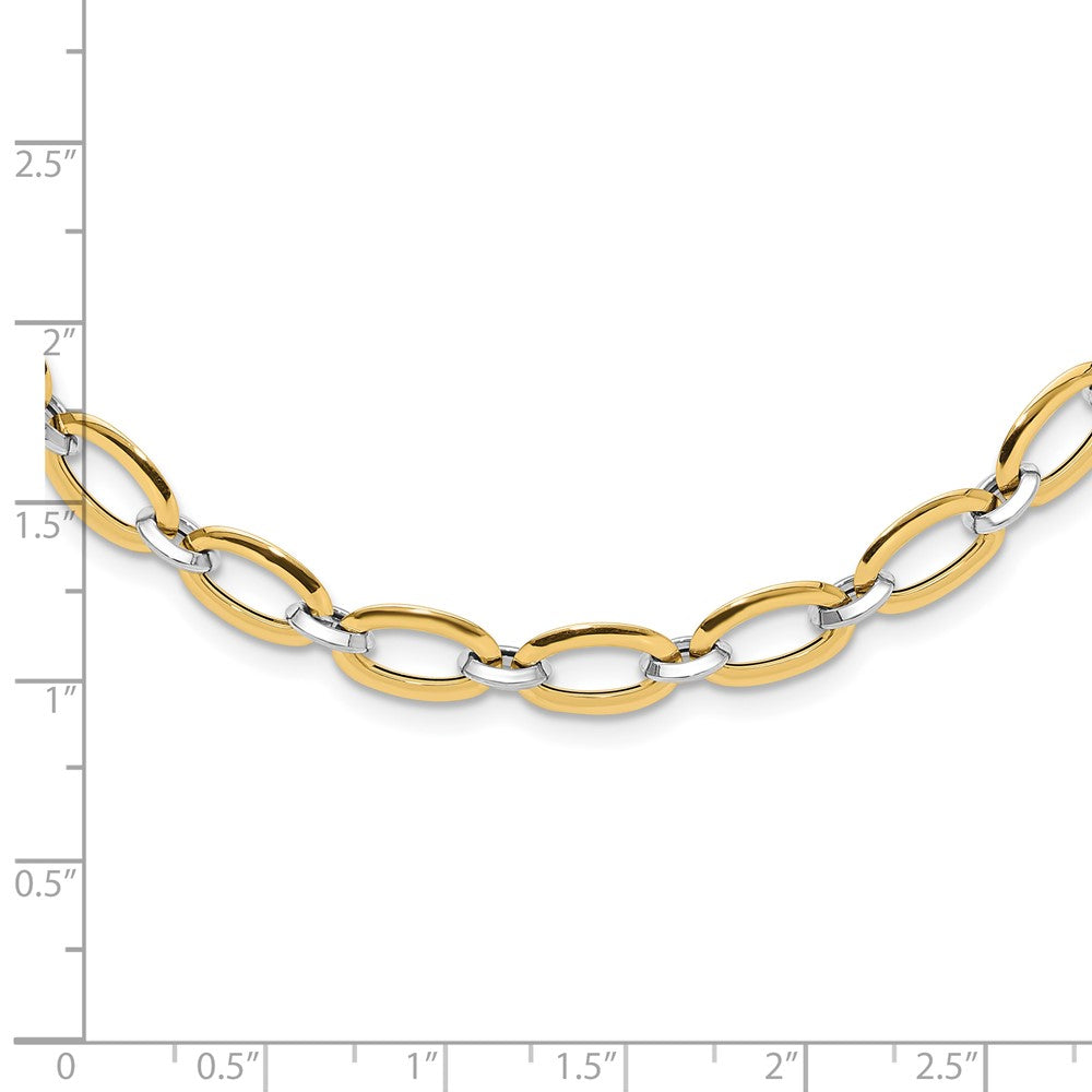 14K Two-tone Polished Oval Link with . extender Necklace