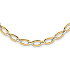 14K Two-tone Polished Oval Link with . extender Necklace