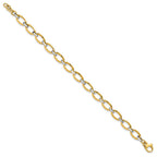 14K Two-tone Polished Oval Link 7 in with .5 inch extender Bracelet