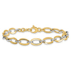 14K Two-tone Polished Oval Link 7 in with .5 inch extender Bracelet