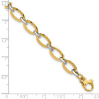 14K Two-tone Polished Oval Link 7 in with .5 inch extender Bracelet