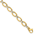 14K Two-tone Polished Oval Link 7 in with .5 inch extender Bracelet
