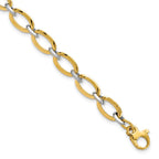 14K Two-tone Polished Oval Link 7 in with .5 inch extender Bracelet