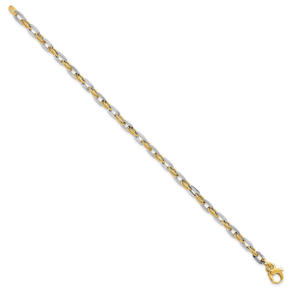14K Two-tone Polished Diamond-cut 2.25mm Open Link 7.5 inch Bracelet