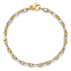14K Two-tone Polished Diamond-cut 2.25mm Open Link 7.5 inch Bracelet