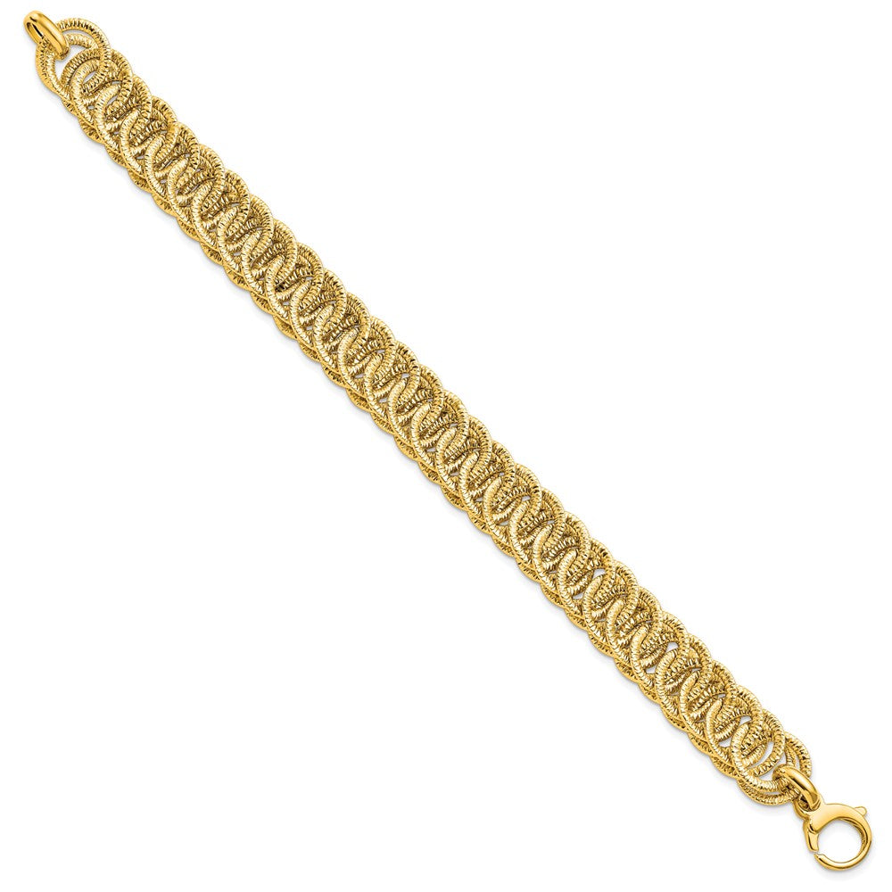 14K Polished Diamond-cut Reversible 10.70mm Link 7.5 inch Bracelet
