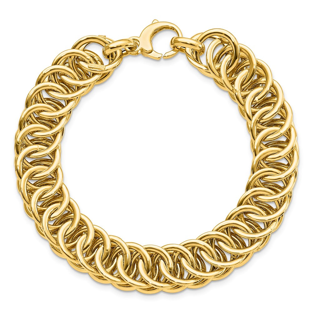 14K Polished Diamond-cut Reversible 10.70mm Link 7.5 inch Bracelet