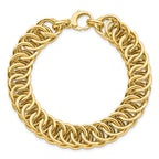 14K Polished Diamond-cut Reversible 10.70mm Link 7.5 inch Bracelet