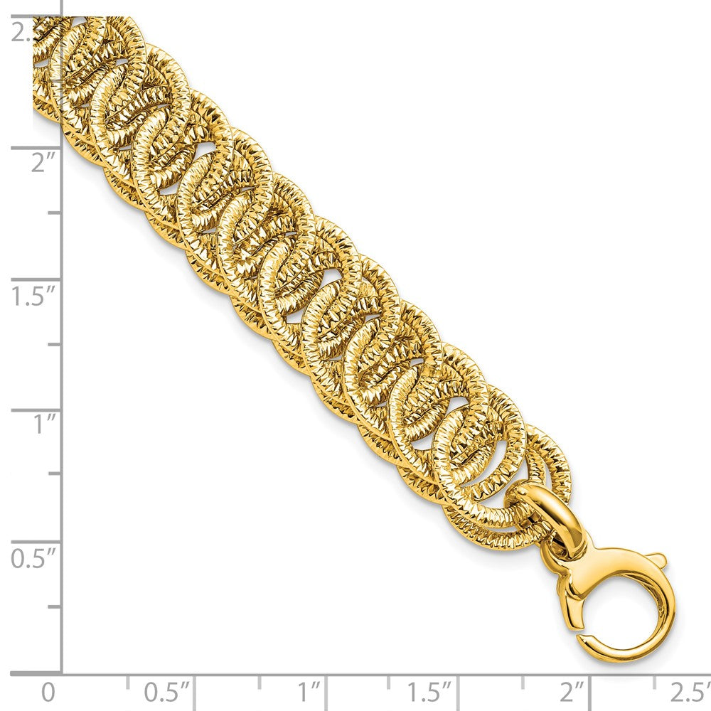 14K Polished Diamond-cut Reversible 10.70mm Link 7.5 inch Bracelet