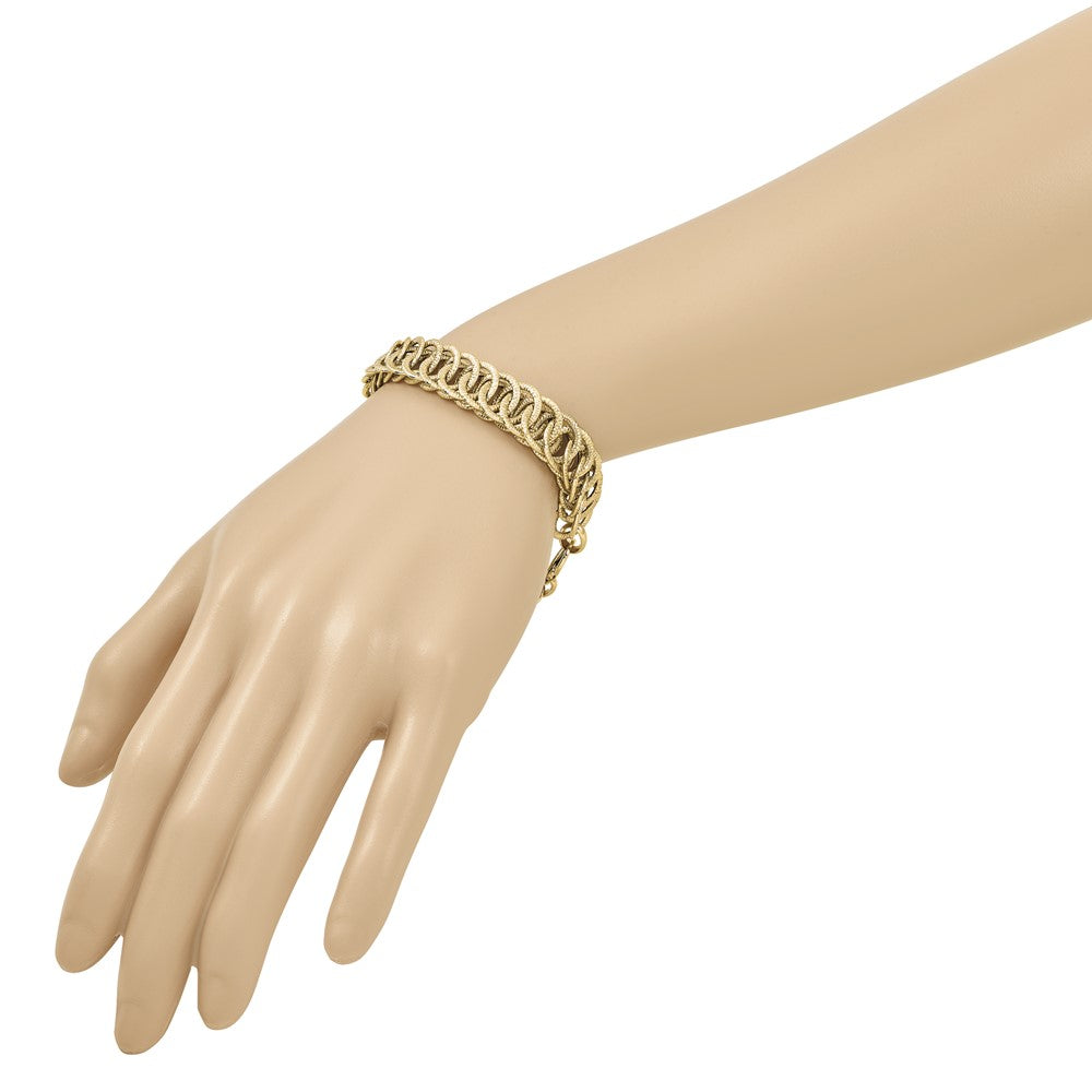 14K Polished Diamond-cut Reversible 10.70mm Link 7.5 inch Bracelet
