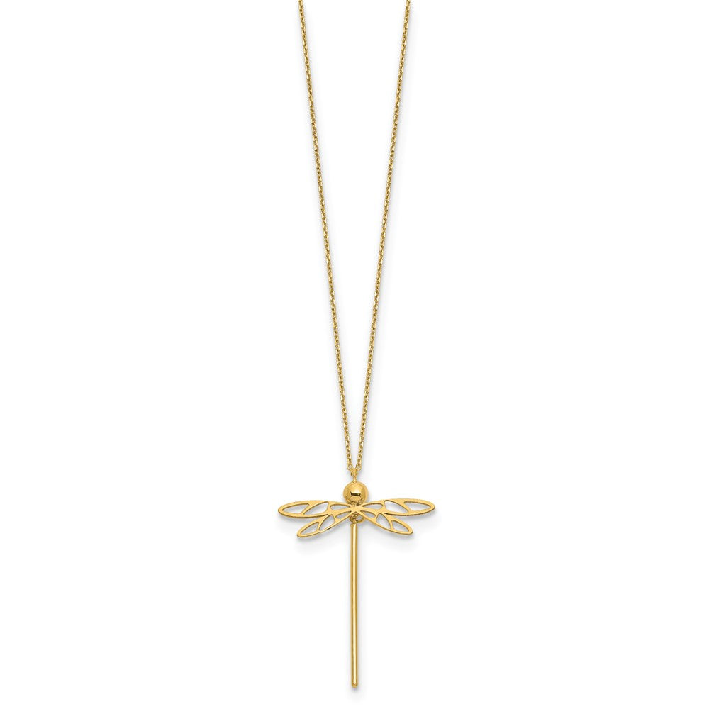 14K Polished Dragonfly 16 inch with 2 inch extender Necklace