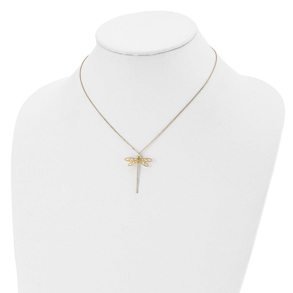 14K Polished Dragonfly 16 inch with 2 inch extender Necklace