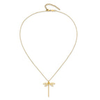 14K Polished Dragonfly 16 inch with 2 inch extender Necklace