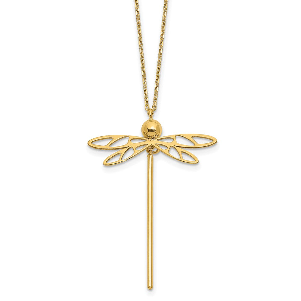 14K Polished Dragonfly 16 inch with 2 inch extender Necklace