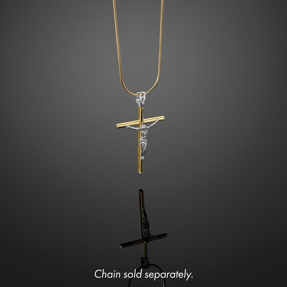 14K Two-tone Crucifix Pendant