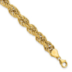 14K Polished Textured Fancy Link Bracelet