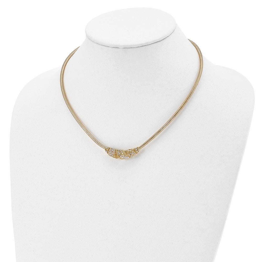 14K & White Rhodium Mesh D/C Necklace