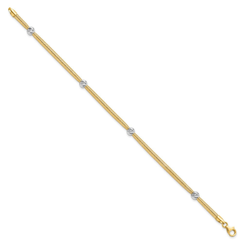 14K Two-tone Polished D/C Mesh Bracelet