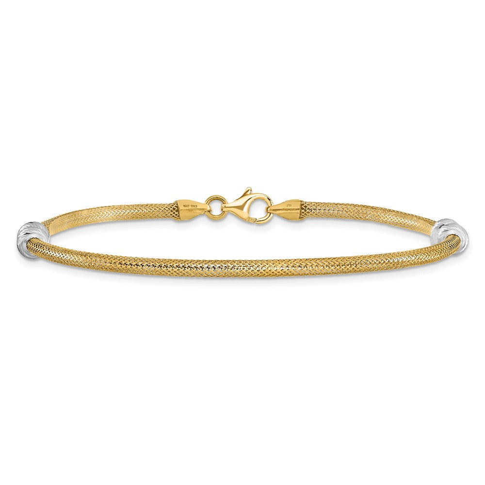 14K Two-tone Polished D/C Mesh Bracelet