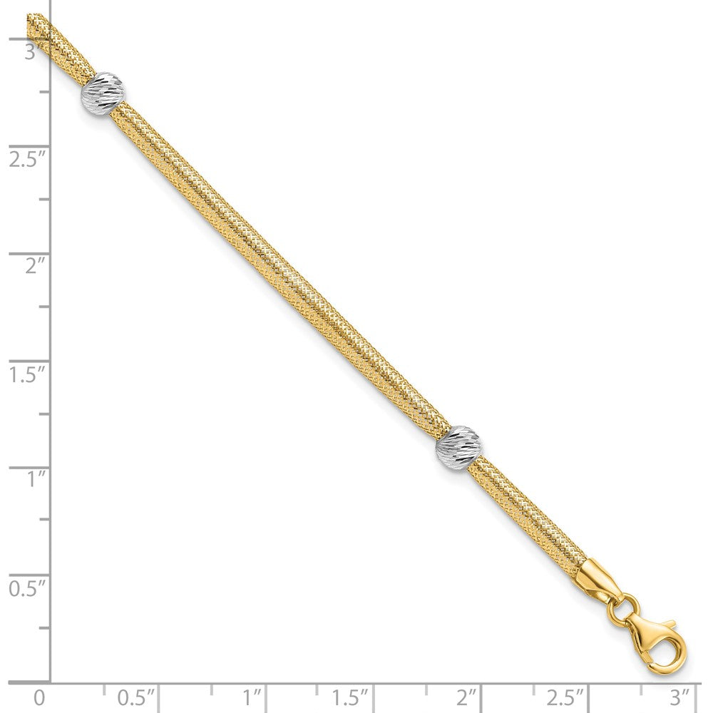 14K Two-tone Polished D/C Mesh Bracelet