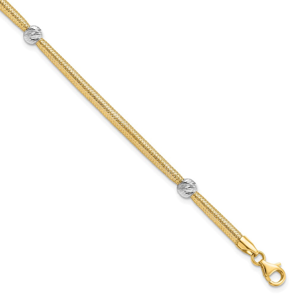 14K Two-tone Polished D/C Mesh Bracelet