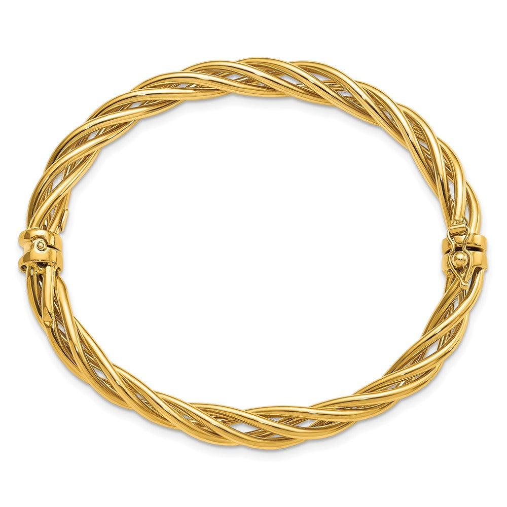 14K Polished Twisted Hinged Bangle