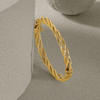 14K Polished Twisted Hinged Bangle