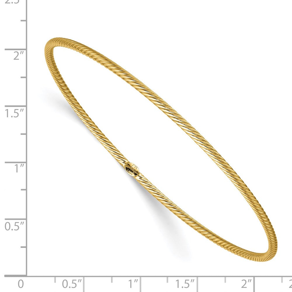 14K Polished and Textured Slip-on Bangle