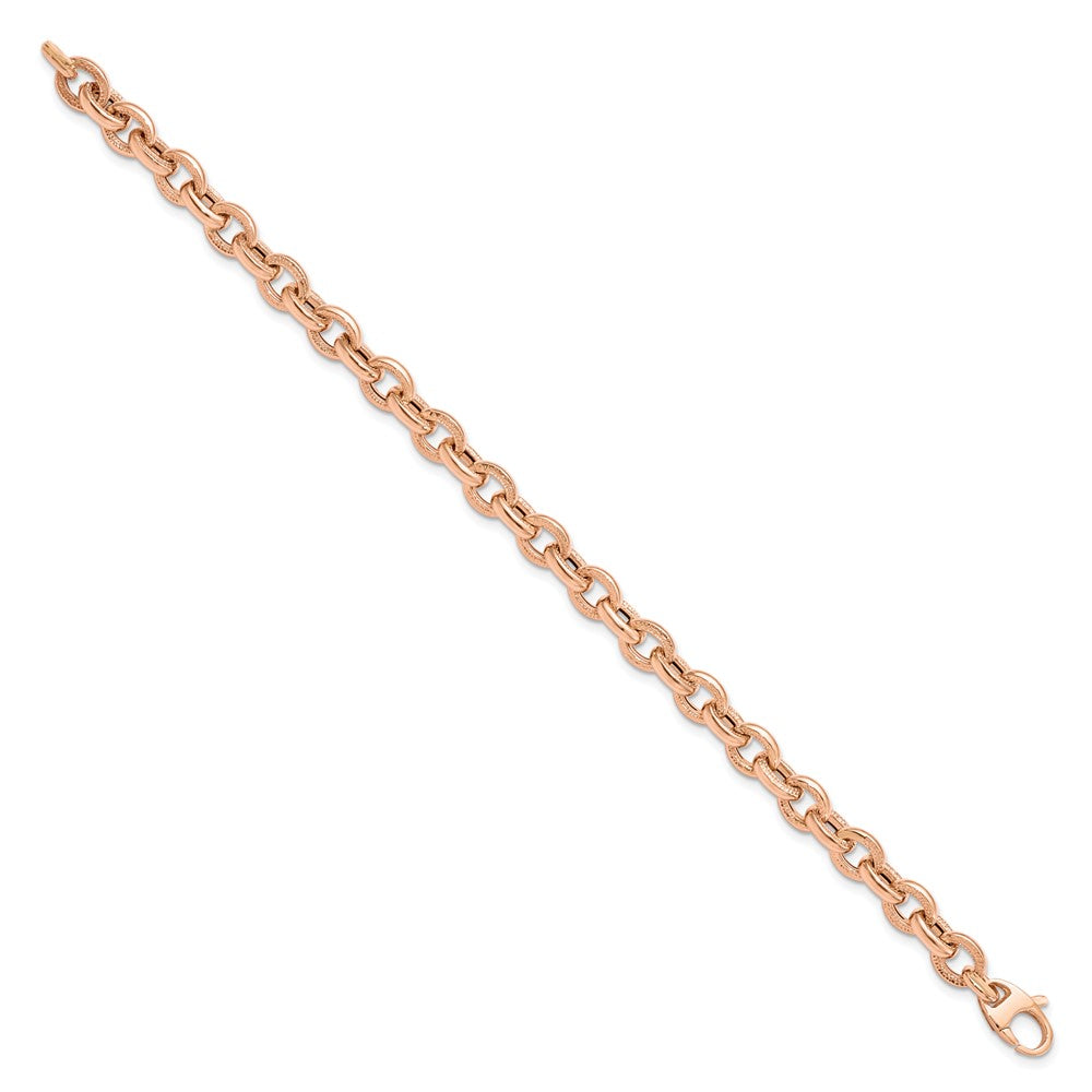 14K Rose Gold Textured 1.4mm Link 7.5 inch Bracelet