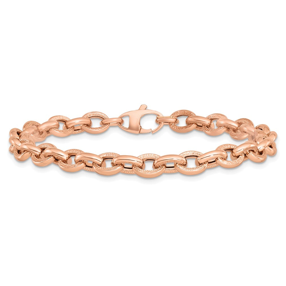 14K Rose Gold Textured 1.4mm Link 7.5 inch Bracelet
