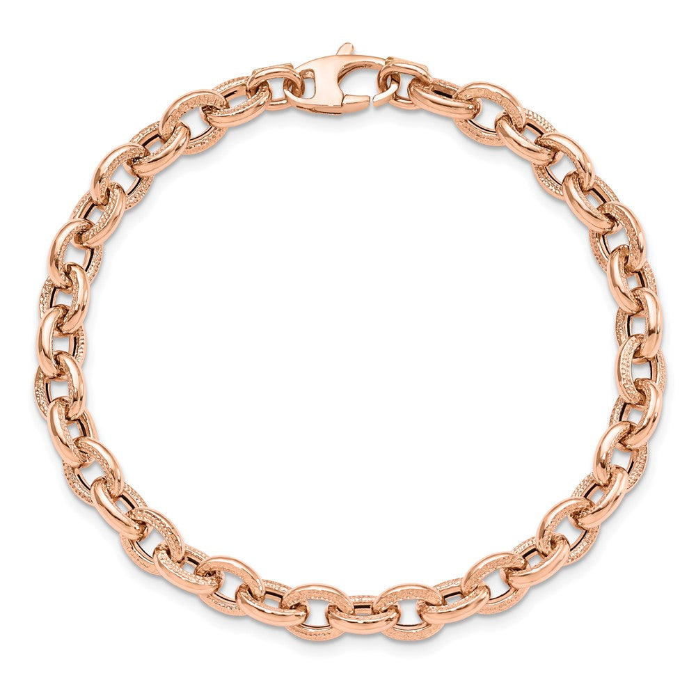 14K Rose Gold Textured 1.4mm Link 7.5 inch Bracelet