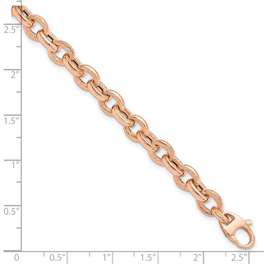 14K Rose Gold Textured 1.4mm Link 7.5 inch Bracelet